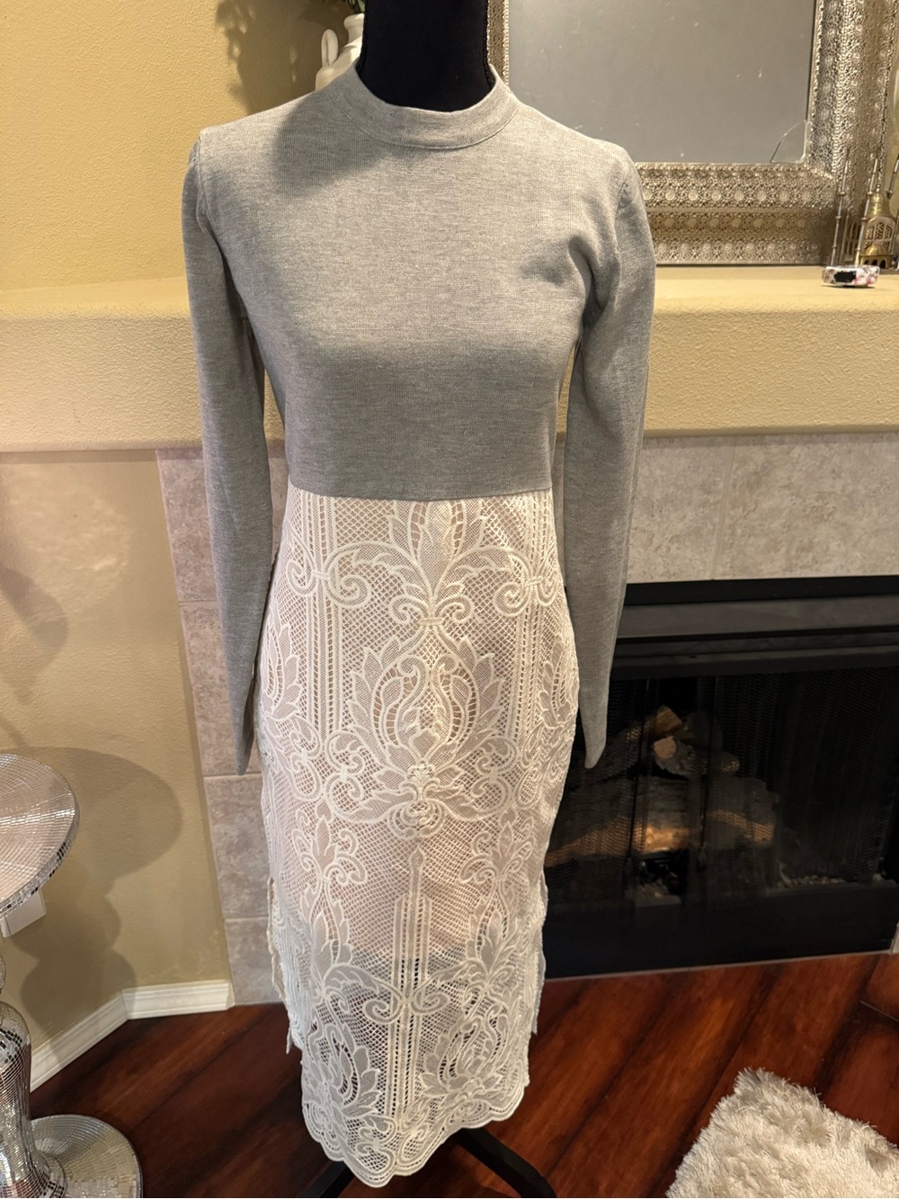 Endless Rose Mock Neck Lace Sweater Dress โ Size Medium | NWT